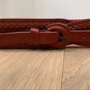 Red Leather belt Anthropologie Small